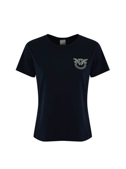 T-shirt con ricamo gioiello Nambrone in cotone Blu PINKO | 103320 A2G7G1A